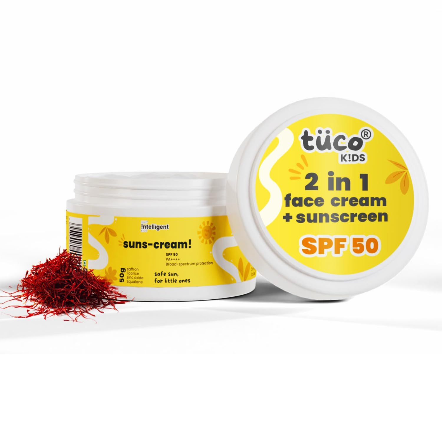 Intelligent Kids Saffron Face Cream & Sunscreen for Sun Protection and Glow - 50gm | SPF 30 PA++ Best Sun Protection For Kids | For All Skin Types