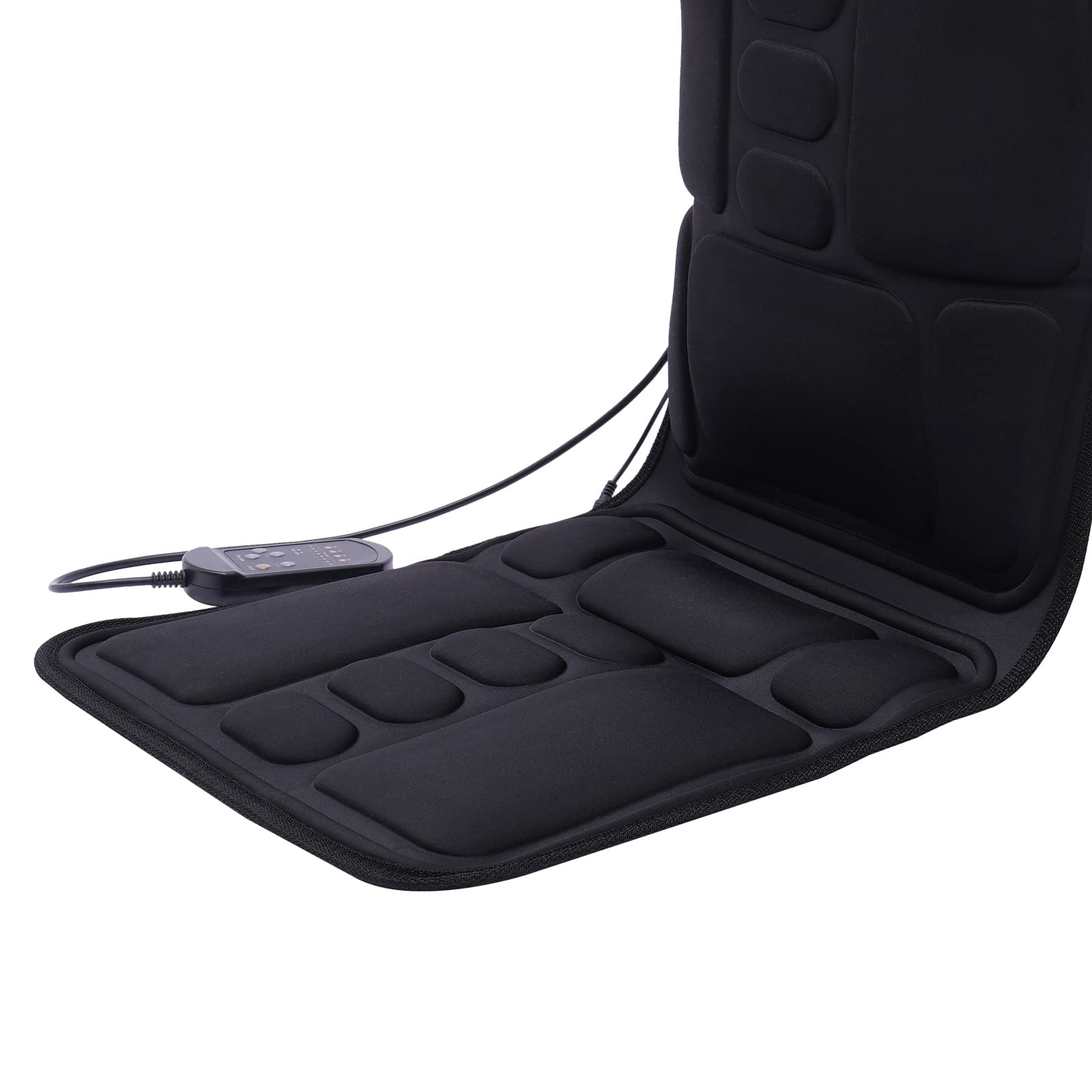 Housse de siège de massage avec fonction de chaleur et de vibration Masseur de dos pliable pour chaises Coussin de massage avec 8 fonctions de massage puissantes pour hommes/femmes/mère/père