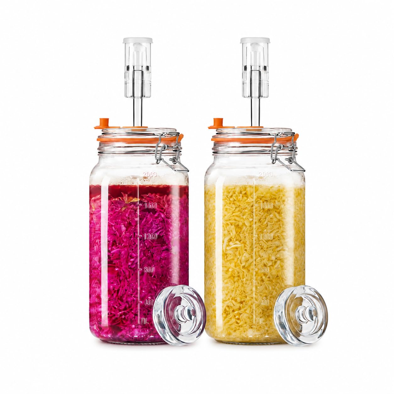 Fermentierglas 2 L Quadratisches Fermentierset mit Gewicht 2er-Pack