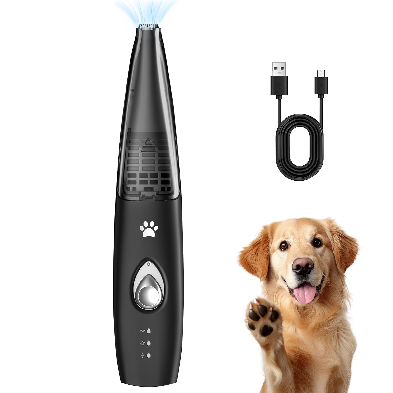 Tondeuse Patte Chien Extra Silencieuse avec Aspirateur, Tondeuse Chat et Chien, pour Pattes, Yeux, Oreilles, Visage et Corps