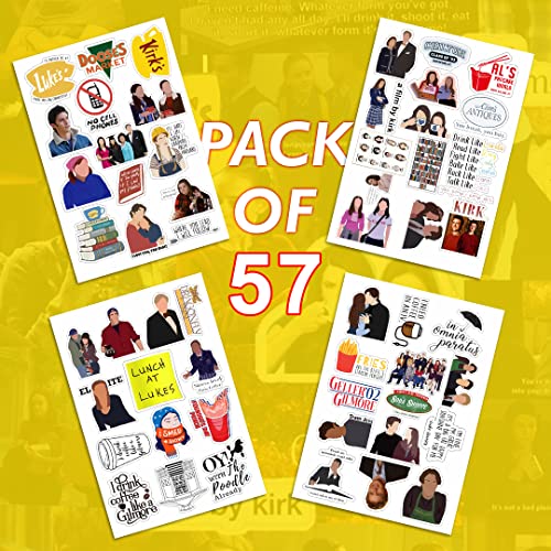 Image of CodersParadise 57-Pack Gilmore Girls Aesthetic Vinyl Stickers | Waterproof & Durable Self-Adhesive Stickers for Laptop, Journal, Diary, Scrapbook, Guitar & Mobile - Residue-Free, 5.1 x 7.6 cm