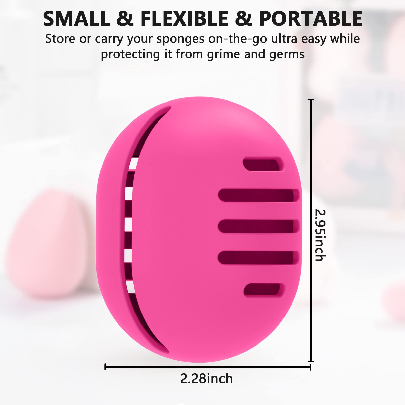Fauxomor 2pz Custodia Spugna per Trucco Doppia Faccia Traspirante per Viaggio,Porta Spugna in Silicone per Beauty Makeup Blender,Riutilizzabile Facile Trasportare,Nero+Rosso Rosa