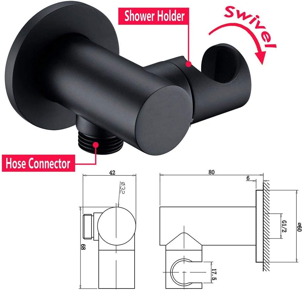 LUNEZY Black Shower Mixer Set with Bidet Shower Wall Bathroom Shower Faucet Bathtub Black Shower Mixer Brass