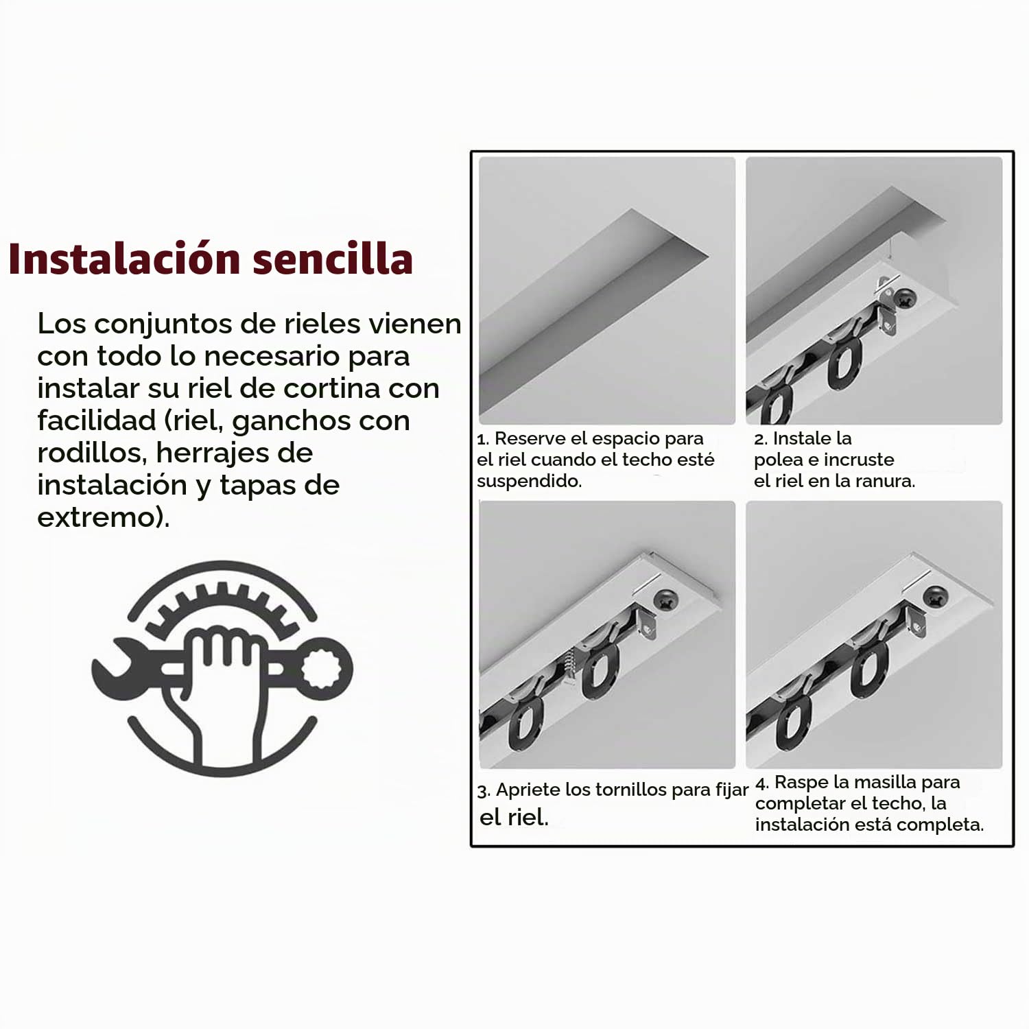 Barra de cortina empotrada invisible Riel de cortina oculto blanco/negro Rieles techo Separadores ambientes para miradores Oficina Apartamento(Black,1.1m(3.6ft))