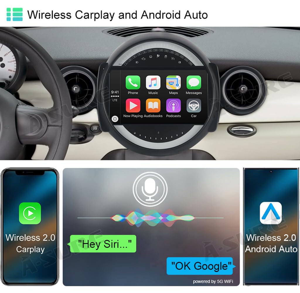 ASURE 9 inch Car Stereo Radio for Mini Cooper Low-end w/o Nav  Screen,Hatch/Hardtop 2007-2013,8Core 4G+64GB Android System GPS Navigation  Unit with Wireless Carplay,Android Auto,1280x720 Touchscreen : Amazon.sg:  Electronics