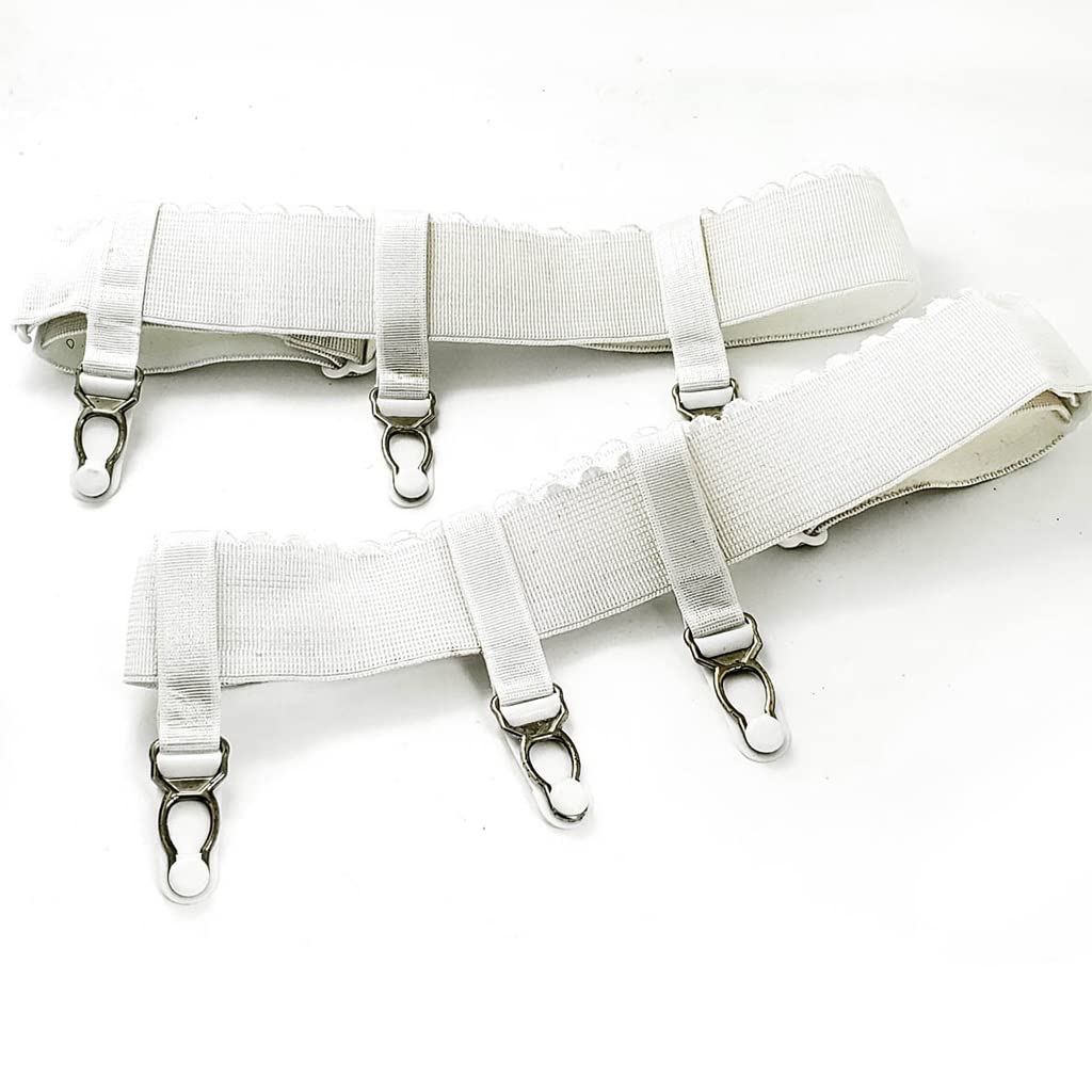 Sexy Elástico Antideslizante Pierna Liguero Anillo Muslo Medias Altas Tirantes Cosplay Disfraz Accesorio (Color : White, Size : Medium)