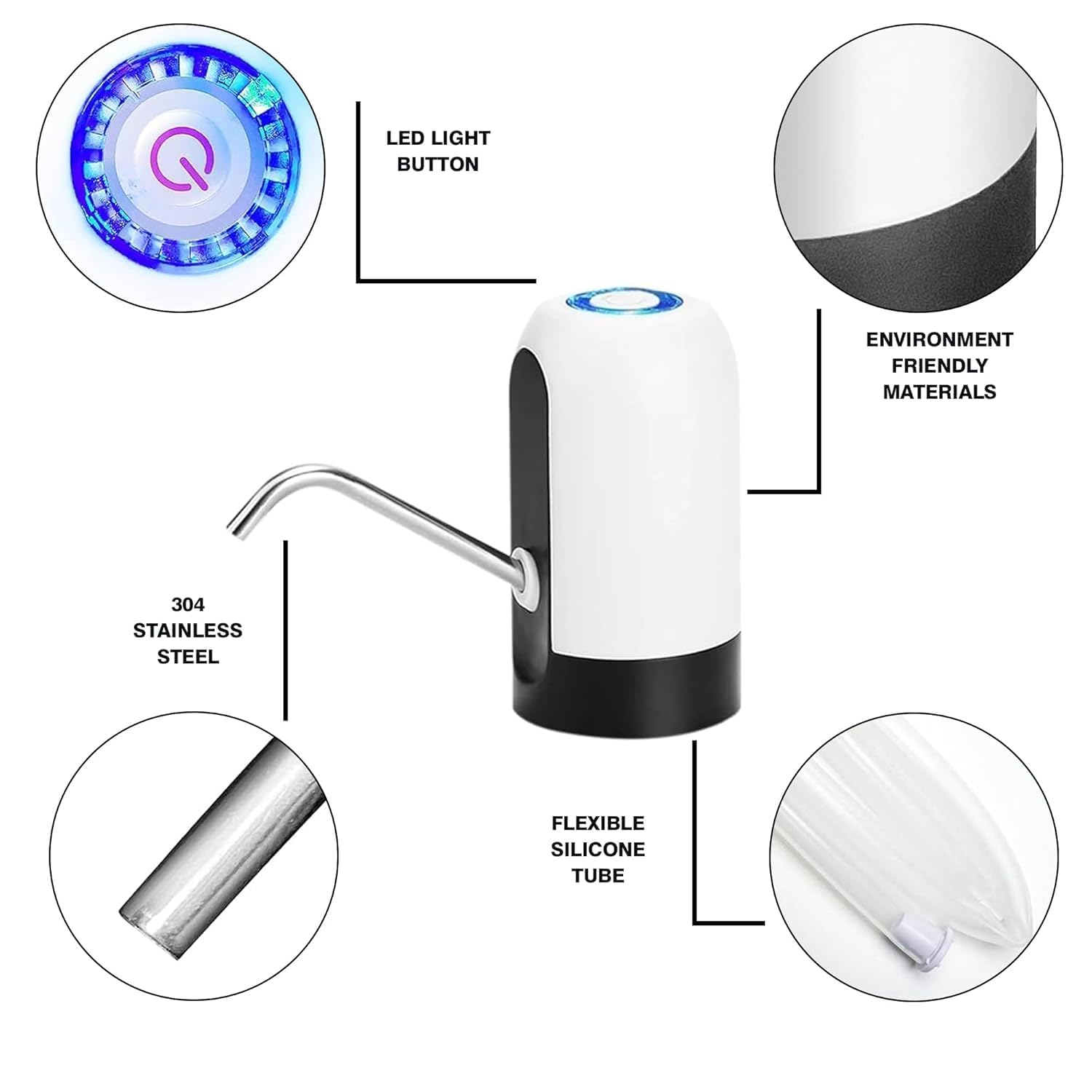 Automatic Wireless Water Can Dispenser Pump for 20 Litre Bottle Can, with Low Noise & High Efficiency