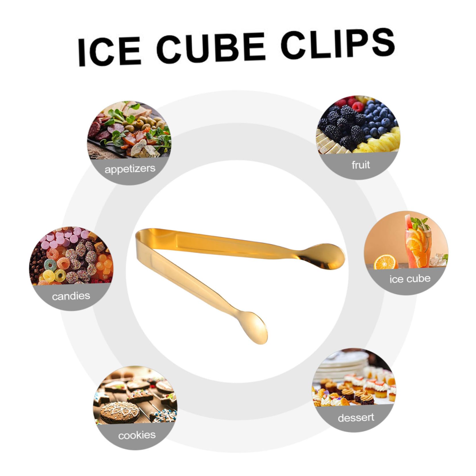 FUNOMOCYA Stainless Steel Ice Clip Mini Sugar Cube Tongs for Tea Reusable 8pcs Set