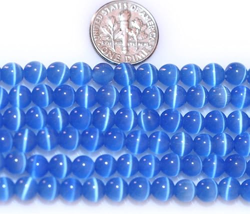Miniatura 4 de JOE FOREMAN Cuentas redondas de ojo de gato azul océano de 0.236 pulgadas para hacer joyas, cuentas redondas de 15 pulgadas con cuentas de piedras