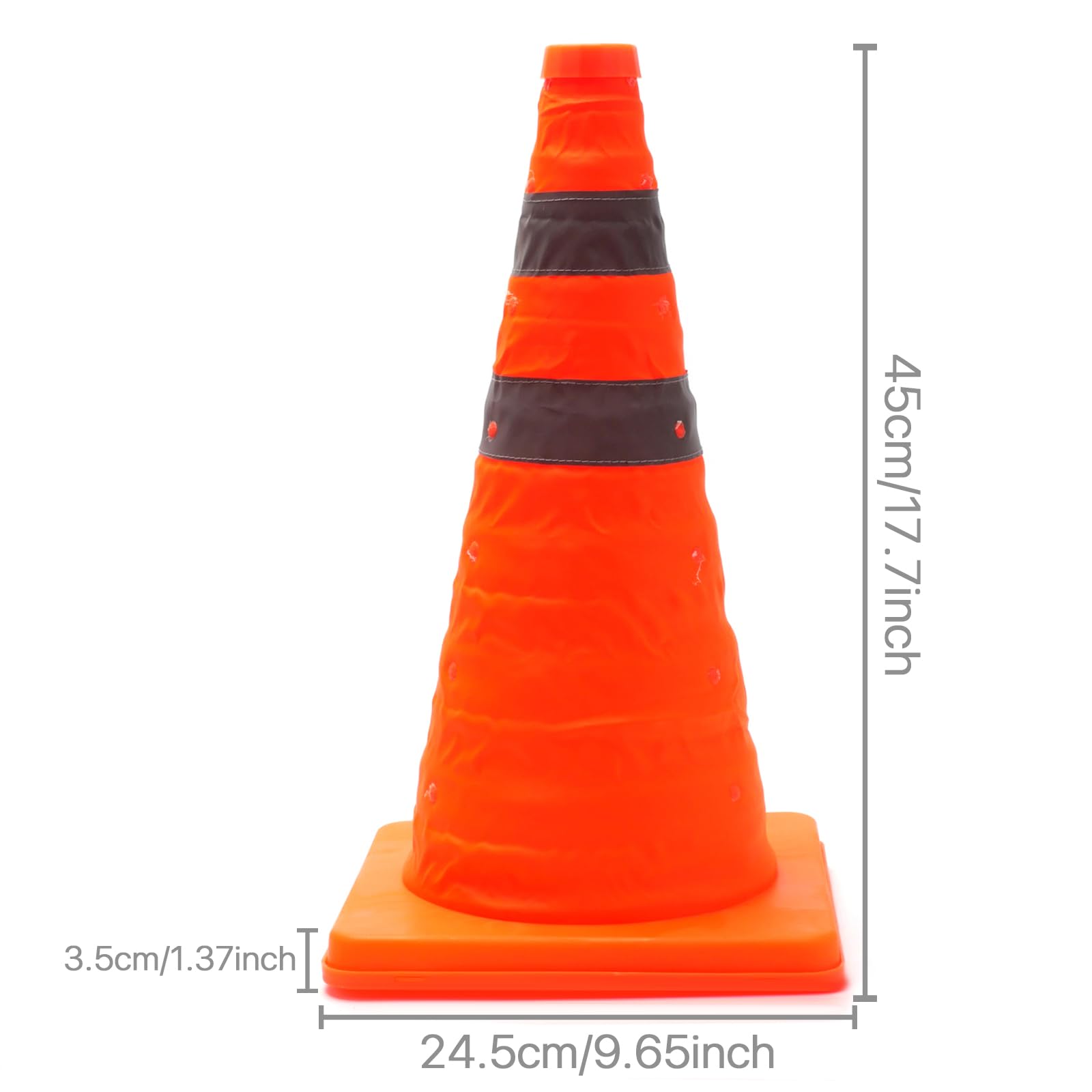 IIF Set of 4 Collapsible Traffic Cones 18 inch Traffic Safety Cones Agility with Reflective Collar for Road Parking (18 inch) - Image 2