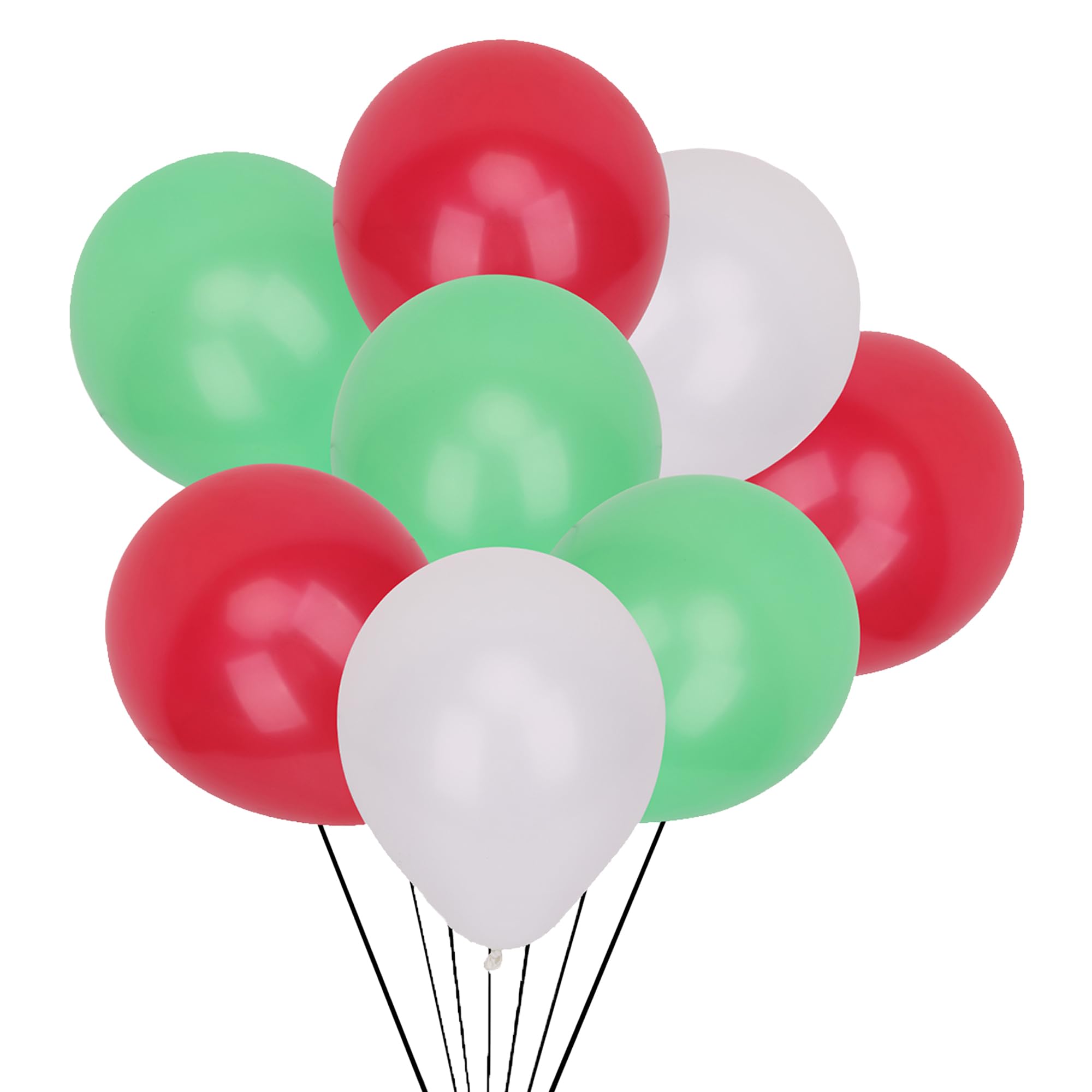 WedDecor 10” Helium Quality Balloons 500pcs – Red, White, Green Latex Balloons for Christmas Party Decor, Baby Showers, School Events, Sports Days & Celebrations — image 1