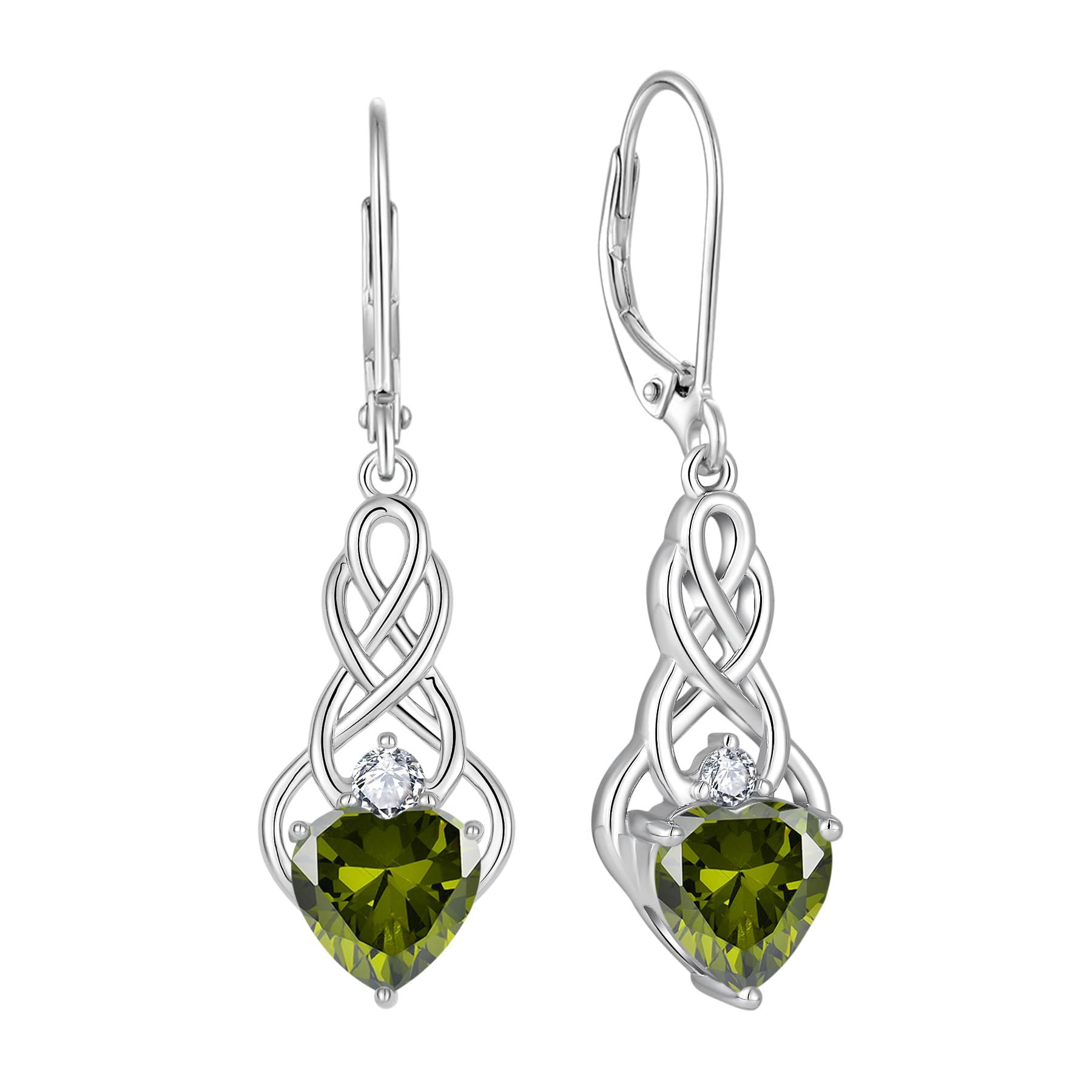 FJ Infinity Celtic Knot Earrings 925 Sterling Silver Birthstone Jewelry
