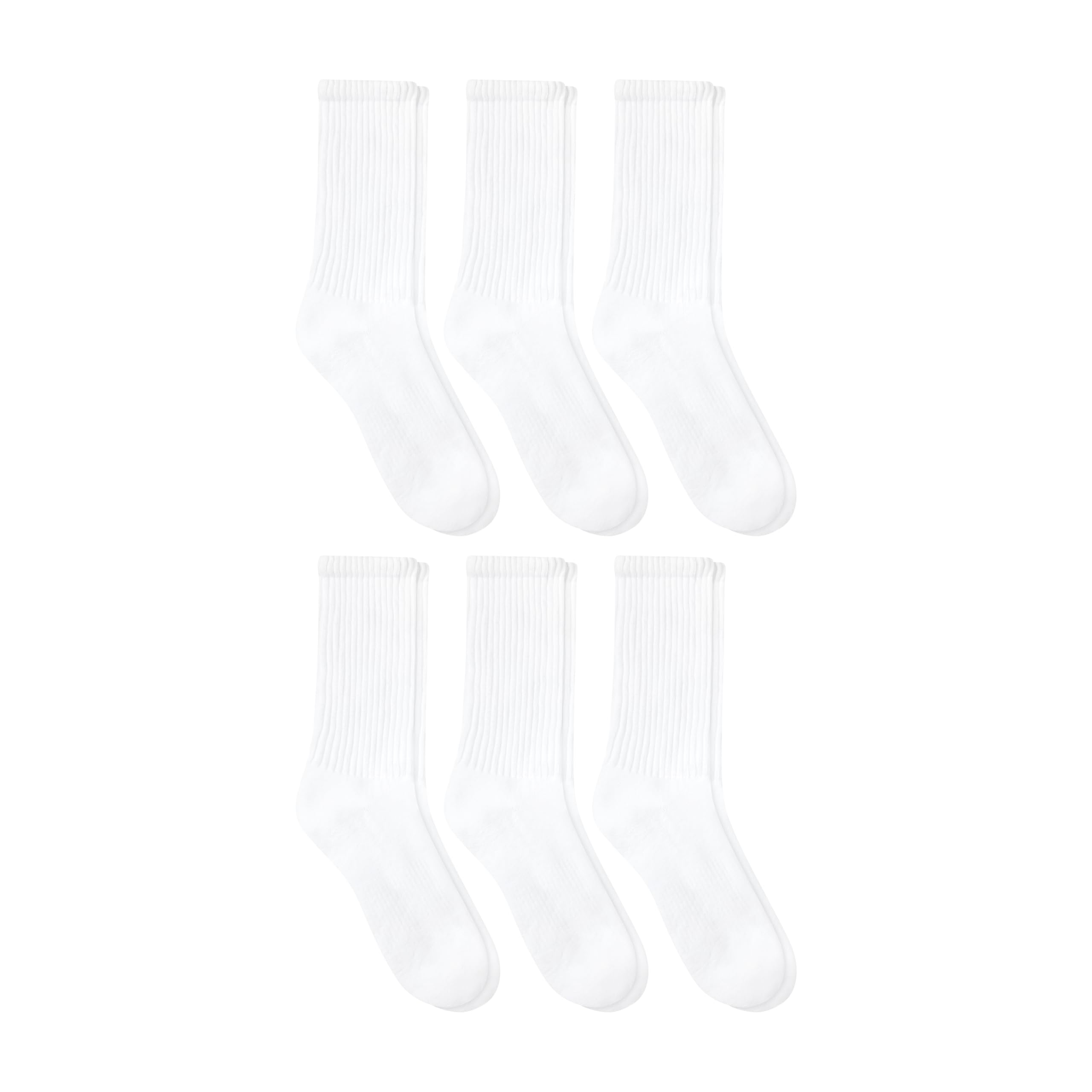 Hanes Unisex Plain White Socks Pack or Plain Black Socks Pack, 6 par, amortyzowany styl załogi
