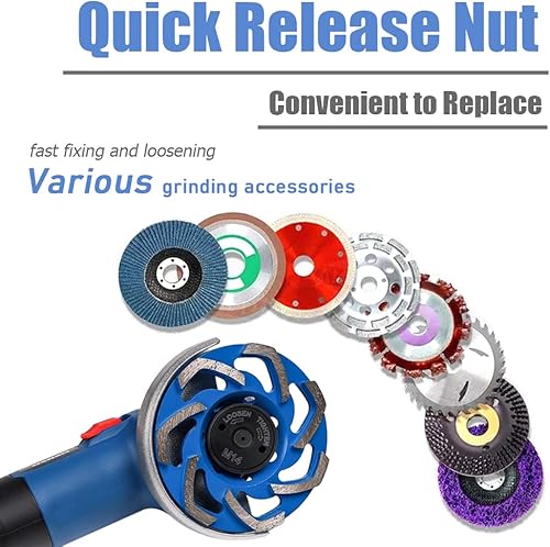 Miniatura 7 de Mesee Tuerca de sujeción para amoladora angular de rosca M14, reemplazo de tuerca de liberación rápida, brida de retención de bloqueo rápido, cierre