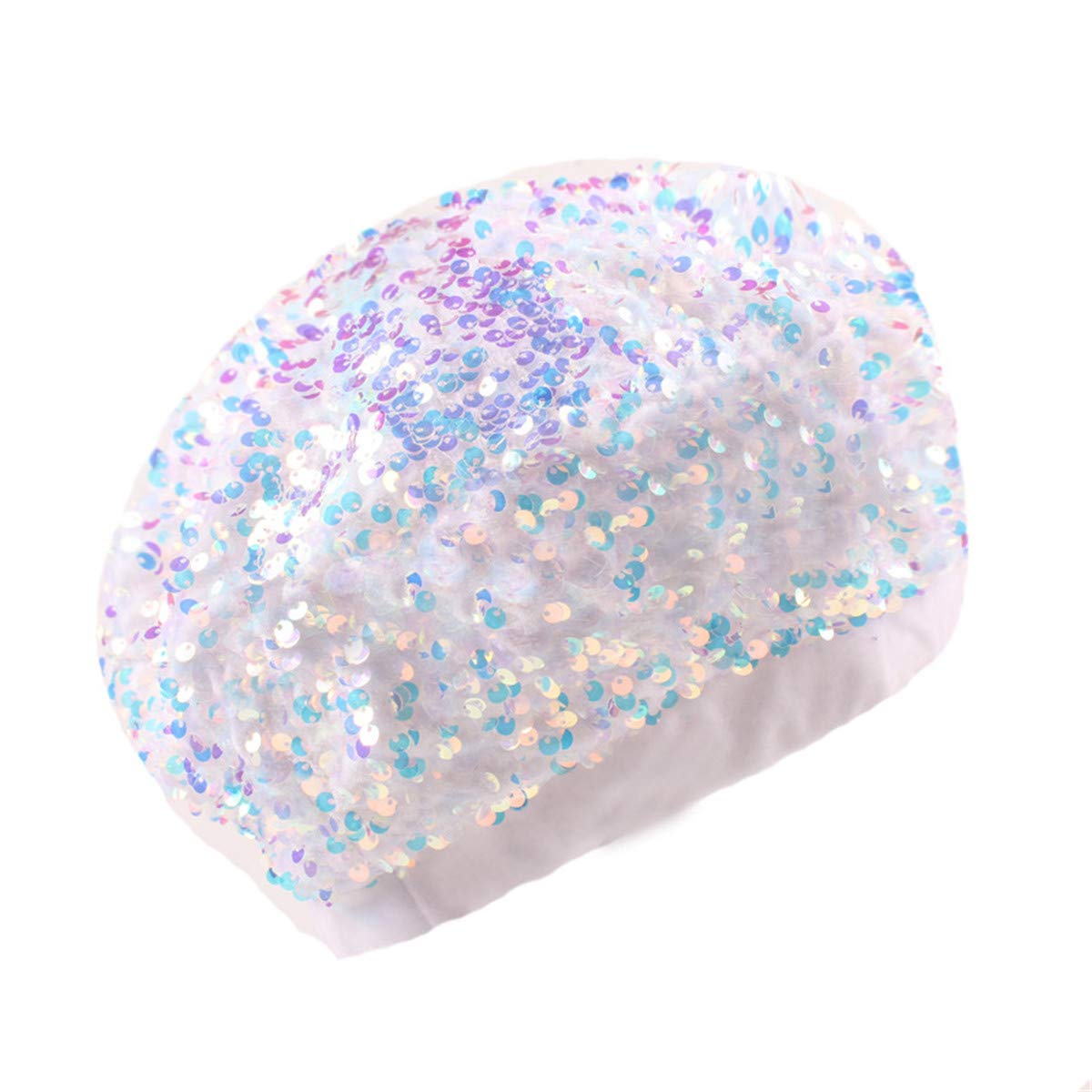 Xuexian Women's White Glitter Sequins Beanie Brimless Hat Skull Caps For (White)