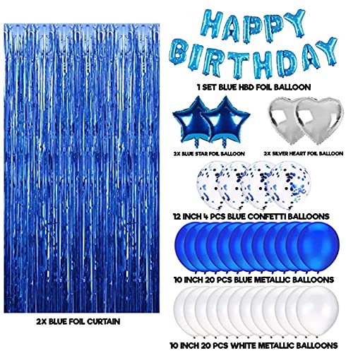 Blue & Gold Birthday Party Decorations Kit - 60 Pc Set With Balloons, Banner, Confetti, Tablecloth & More (All Gender) - View #9