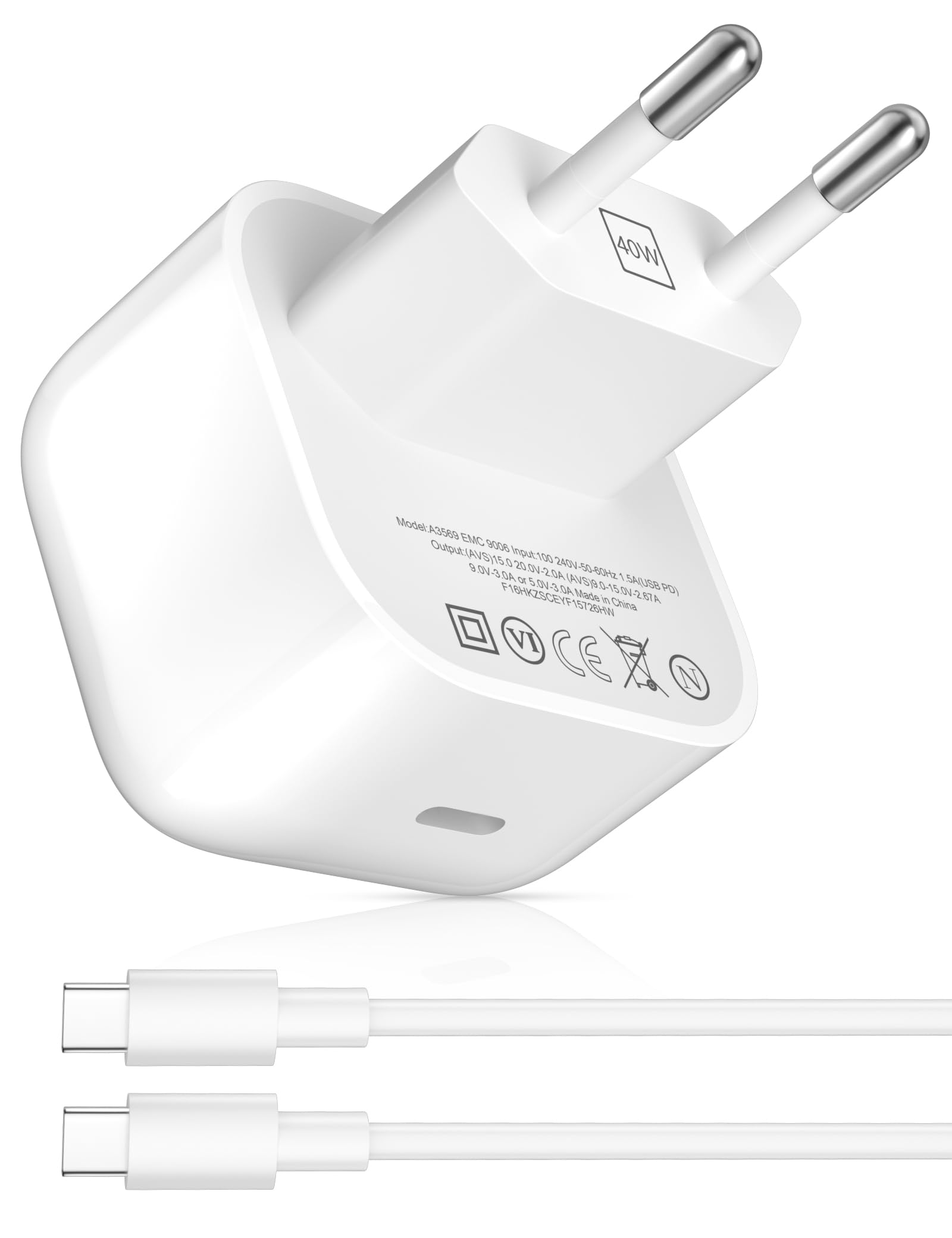 40W USB C Ladegerät für iPhone 17 16e 17Pro Max 16 15,USB C Netzteil Stecker Adapter Phone Ladegerät Schnellladegerät mit Typ C Ladekabel 1m Fast Charger für Samsung S26 A17 A57 A37 A56 Pixel 9a 10Pro