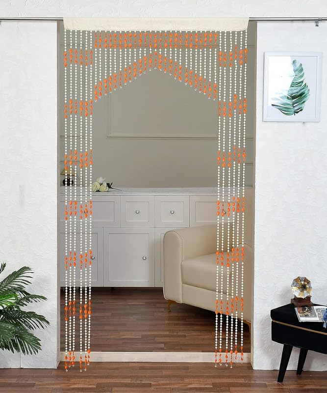 AZWIAN Polyvinyl Chloride Fancy Sparkling Decorative Beads String Half Door Rod Pocket Curtain for Mandir/Room Divider/Entrance||4x7 Feet,Orange-1 Piece (B0DBDCBQ4P) Amazon Price History, Amazon Price Tracker