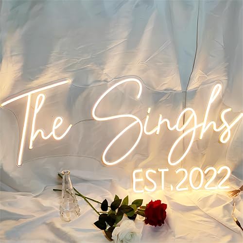 Letreros de neón personalizados para decoración de boda y pared, letreros de neón LED regulables personalizados para cumpleaños familiar, bar,
