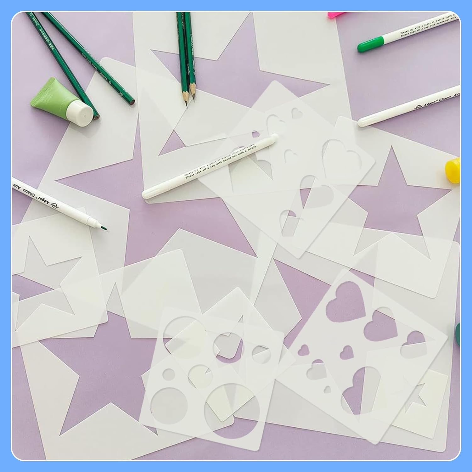 Mandala Soul 17 Pieces Assorted Sizes Star Heart Circle Snowflake Stencils for Painting Sticker Stencils for DIY Card Making 1