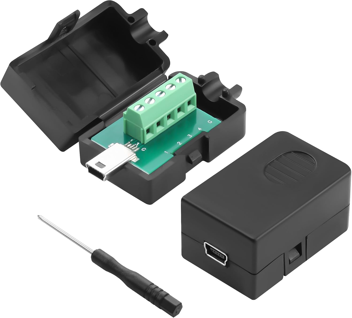 Mini USB Terminal Block Adapter USB Mini Male/Female to 5-Pin Terminal Block Adapter Screw Terminal Mini 5-Pin Connector Suitable for DIY Electronics Projects and Cable Repair