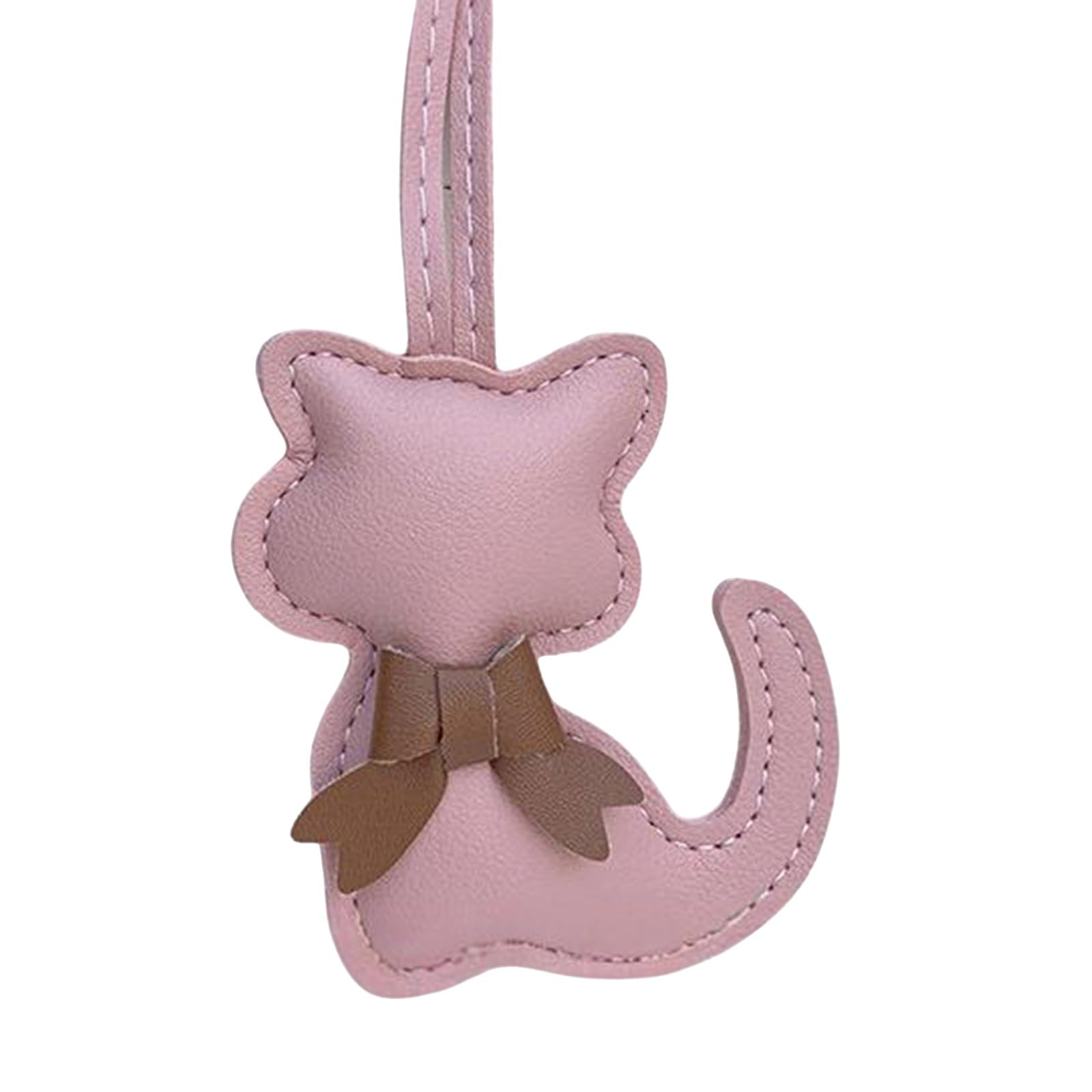 oringnat Stylish Cat Keychain PU Leather Bowknot Charm For Bag Keys Car Decoration Lightweight Backpack Hanging Accessory