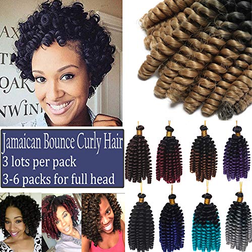 Curly Jamaican Bounce Jumpy Wand Crochet Hair Braid Spring Curl Braiding Hairpiece Synthetic Twist Hair Black to Light Brown