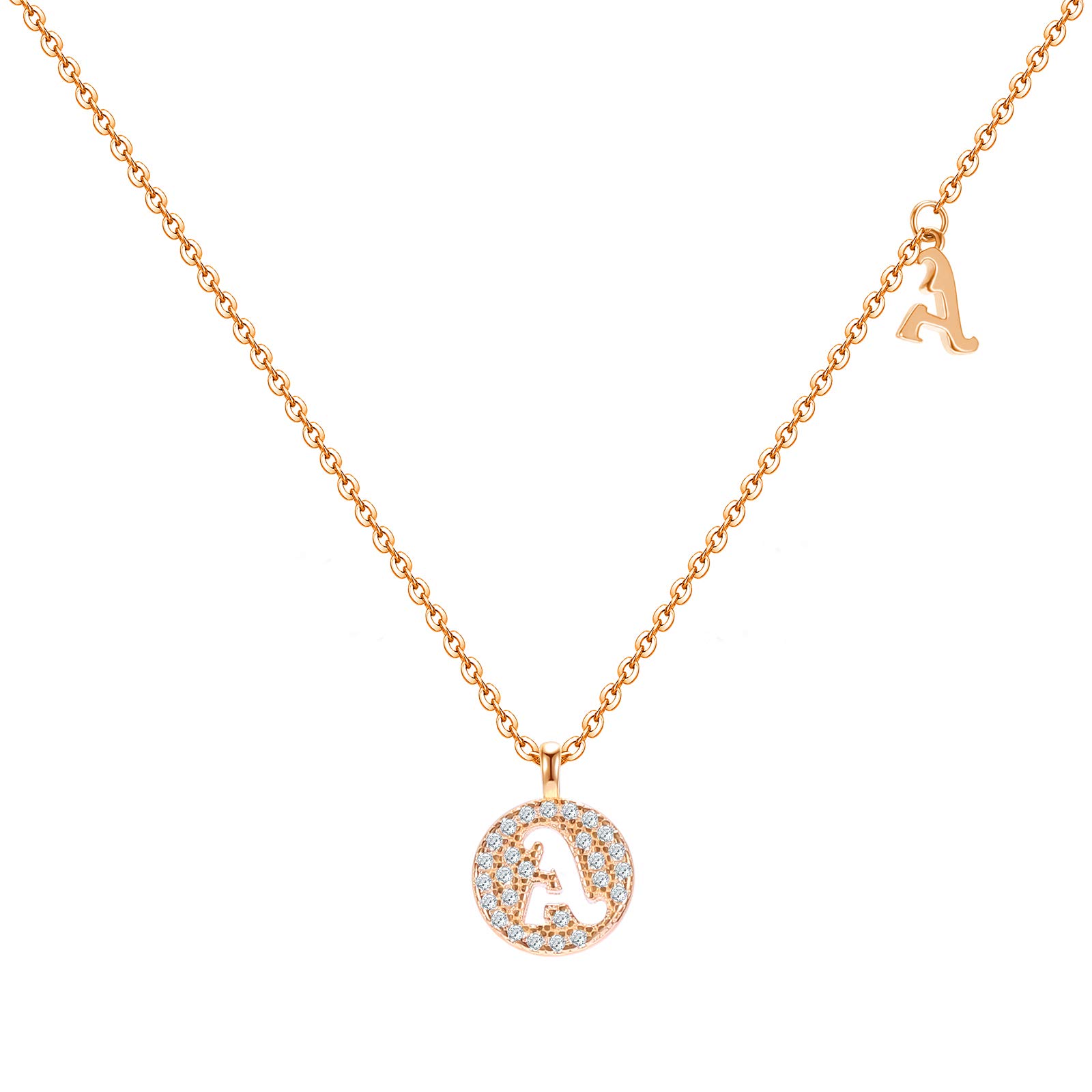 14K Gold Plated Women Initial Letter Necklace Sterling Silver Capital Letter Pendant Necklace for Girls CZ Alphabet Name Charm Necklace