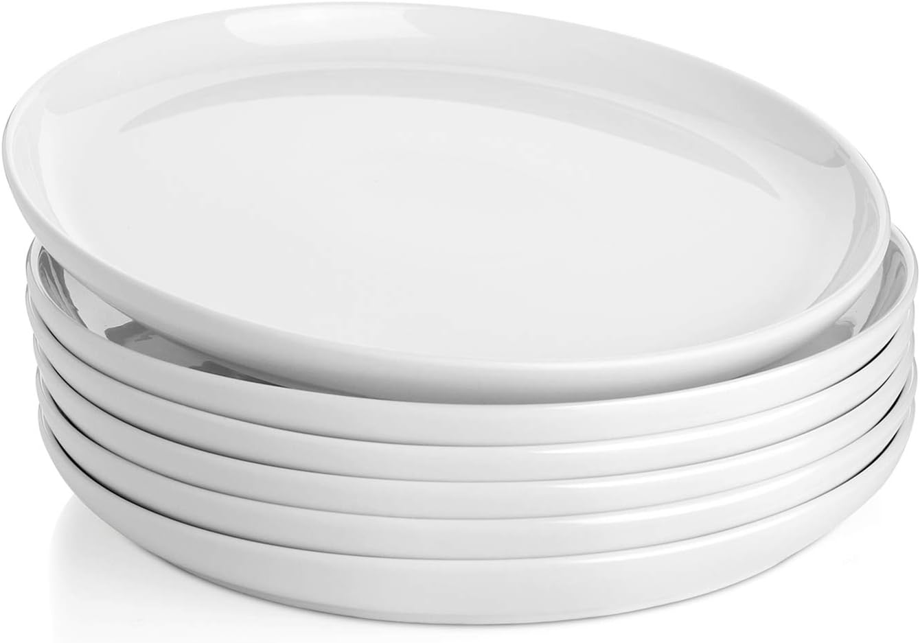 Product image of Sweese Porcelain White Dinner Plates Set of 6, 10 Inch Salad Serving Modern Round Dishes - Dishwasher, Microwave, Oven Safe, Scratch Resistant, Smooth Glaze