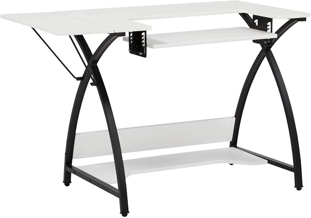 Sew Ready Comet Sewing Table, 13332, Alloy Steel, Black/White, 45.5" W x 23.5" D x 30" H