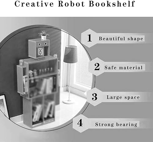 Miniatura 4 de Organizador de libros para niños, estante de exhibición de libros para niños, robot creativo, estante de piso en la sala de estar, tablero de alta