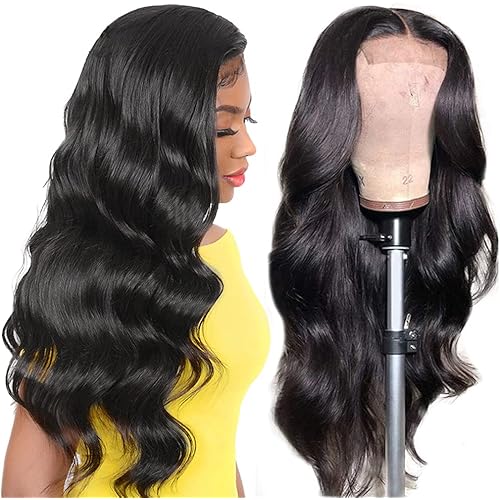 TUNEFUL Lace Front Wigs Human Hair Pre Plucked with Baby Hair 4x4 Lace Closure Wigs Human Hair Wigs for Black Women 16 Inch Brazilian Body Wave Wig 150% Density Natural Color