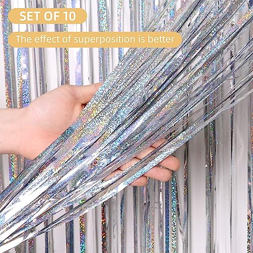 10 Pack Silver Backdrop Curtain 3.2ft x 8.2ft miniatura 2
