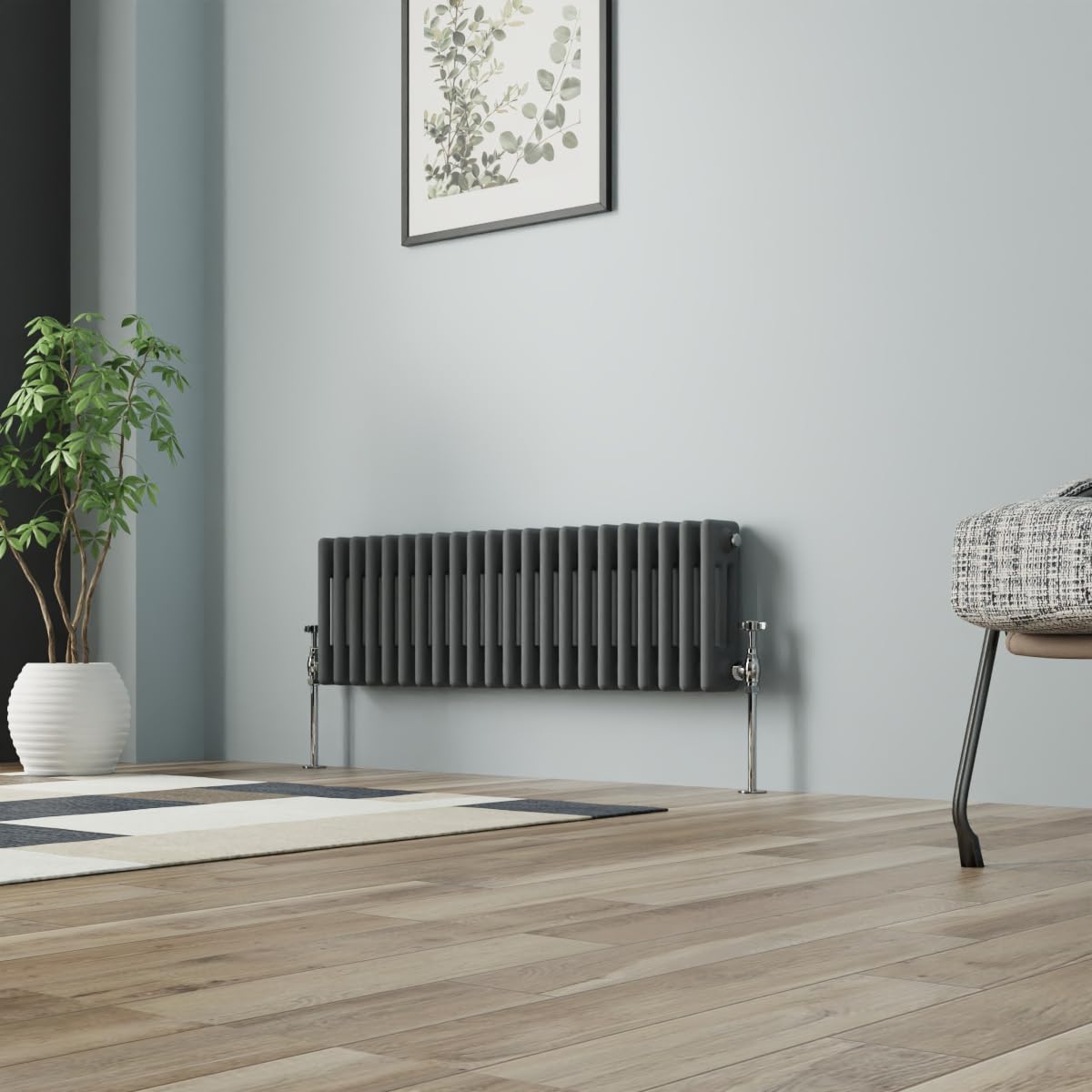 NRG Column Radiator Anthracite 300x1012mm Triple Cast Iron Rads