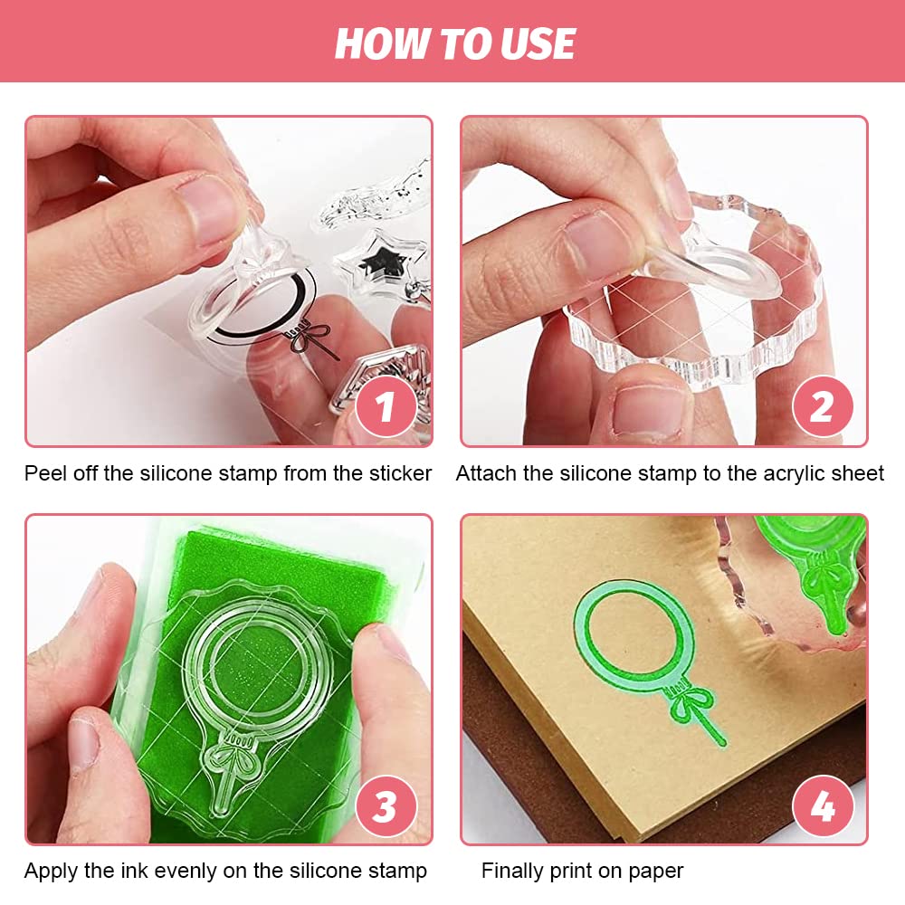 KLYNGTSK 7 PCS Bloc Tampon Acrylique Bloc De Timbre Avec