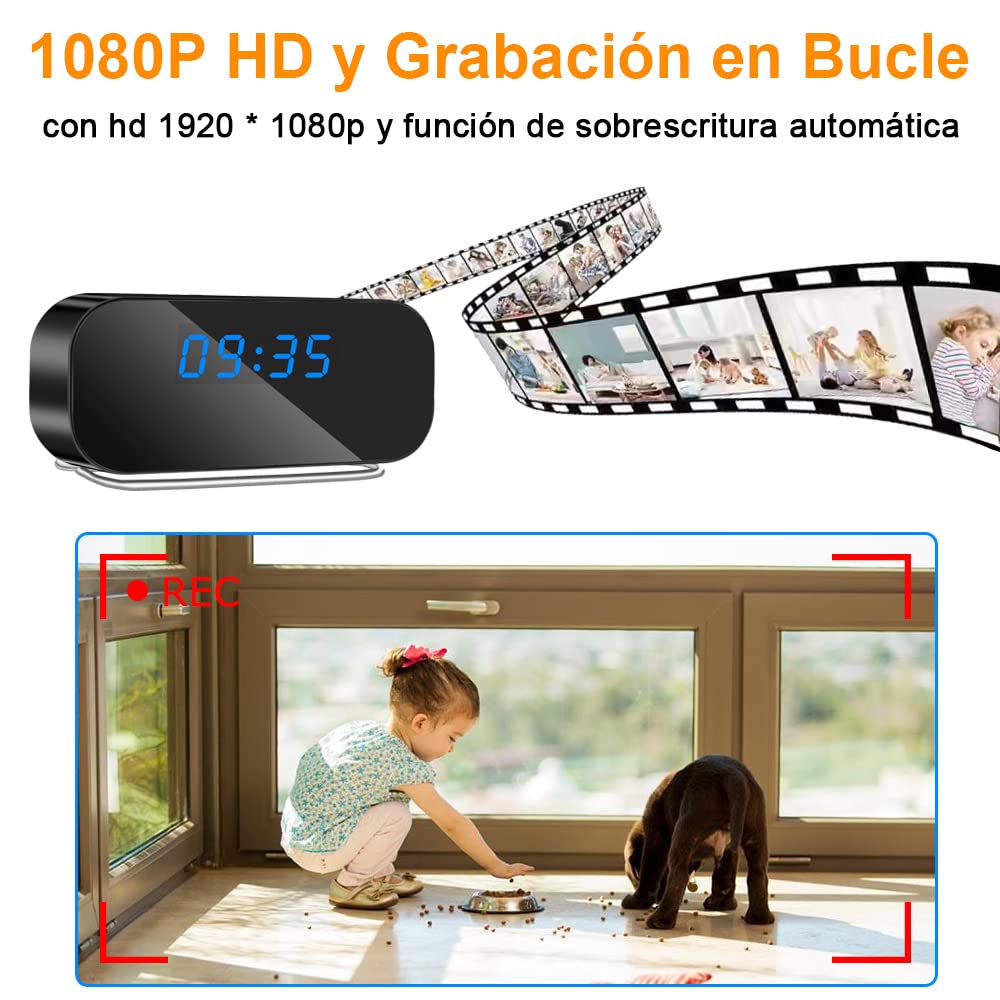 TANGMI Reloj Camara Espia 1080P HD WiFi 5G | Vision Nocturna, Deteccion Movimiento, Gran Angular 120°, Grabacion Bucle, SD 128GB