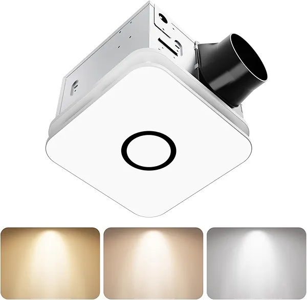 2-in-1 Bathroom Exhaust Fan with Light, 32W Quiet Vent Fan - 130 CFM & 1.5 Sones, 1200lm LED Light - 3000K/4000K/5000K Adjustable, Easy to Install, Bathroom Fans for Home, Bath, Hotel, Etc.