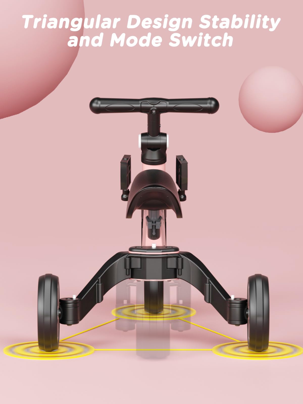XJD Triciclo 3 in 1 per bambini e ragazze da 10 a 36 mesi senza pedali per bambini con regolabile sedile manubrio e pedali smontabili 1 anno regalo di compleanno (Rosa, 3 en 1 - Clásico)