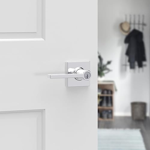 Miniatura 182 de Kwikset Casey - Manija de bloqueo de puerta de entrada, entrada exterior con llave segura, mango reversible, tecnología de seguridad SmartKey Re-Key