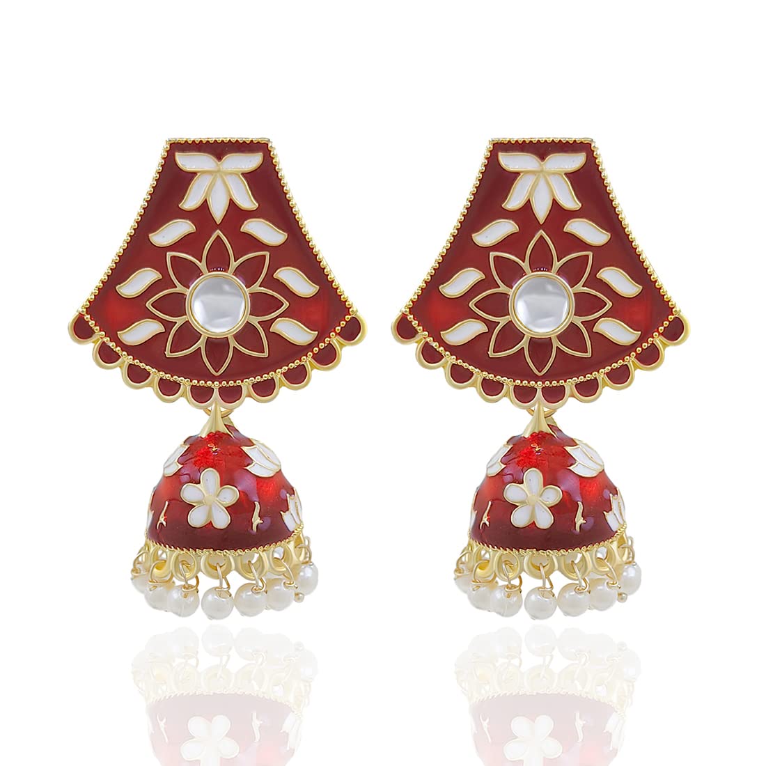 Saiizen Traditional gold-plated Red color Meenakar earring for girls and women Alloy Jhumki Earring (Red) (B0CSKFQZ2P) Amazon Price History, Amazon Price Tracker