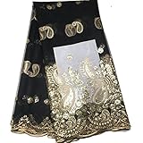 MLace Nigerian Lace Fabrics Royal Black Net Embroidered Sequined 5yards for Formal Party or Wedding Dress