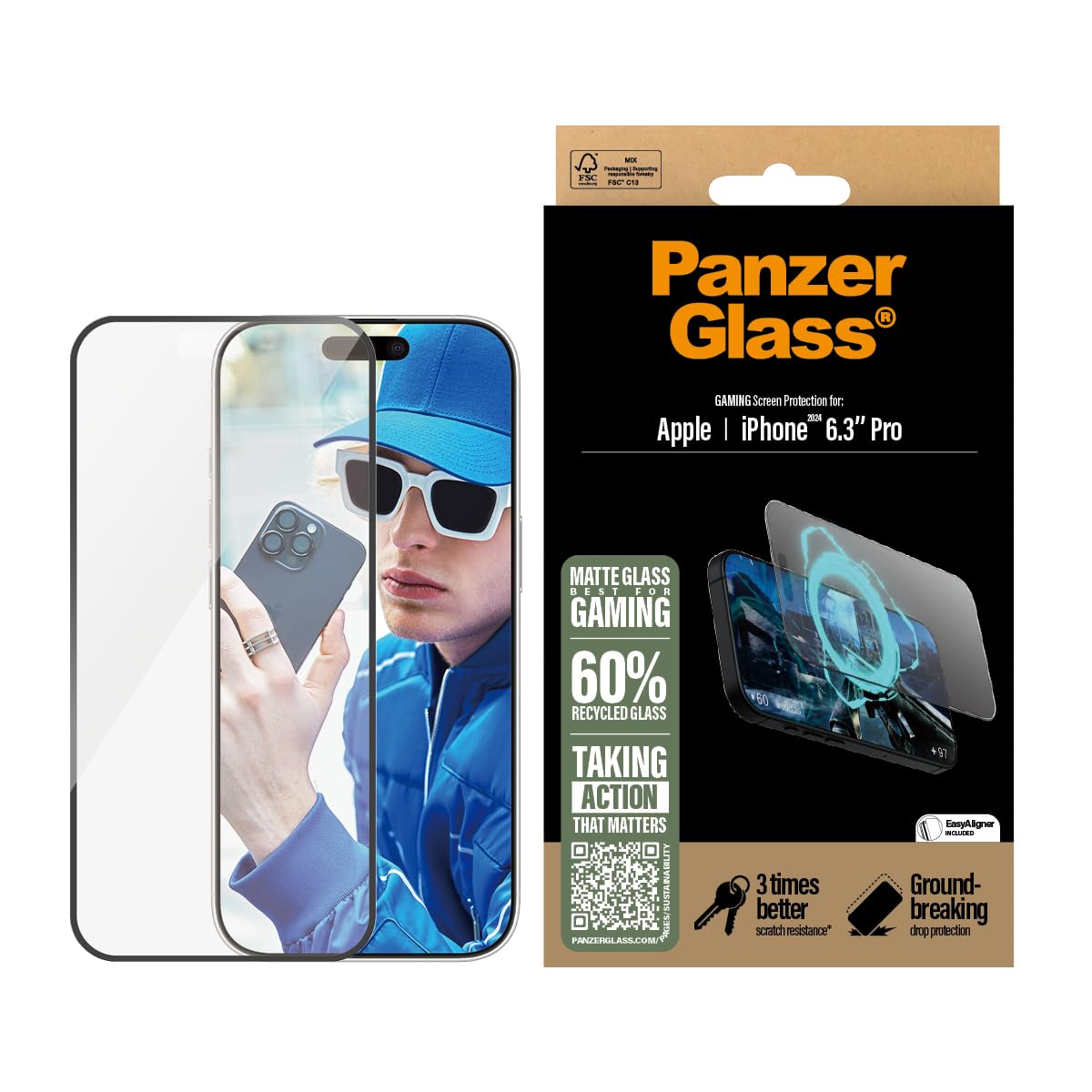 Protection d'écran mate PanzerGlass iPhone 16 Pro 6,3" 2024
