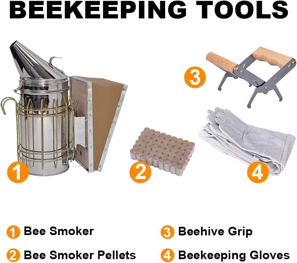 Honey Lake Beekeeping Supplies Bee Smoker Starter Kit, 16 Pcs Bee Keeping Starter Kit Bee Keeping Supplies-All for Beekeepers Including Different Kinds of Beekeeping Tools - Image 2