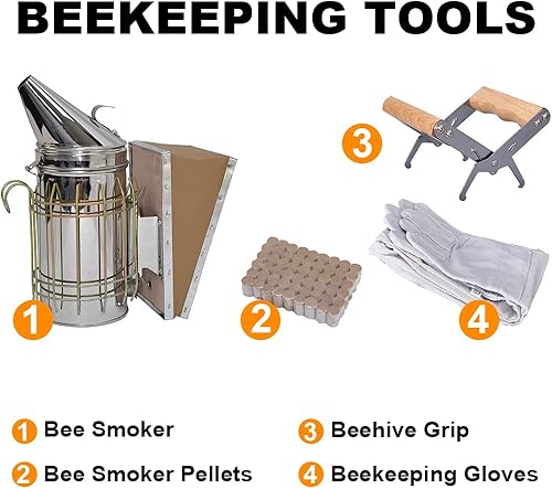 Miniatura 2 de Honey Lake Suministros de apicultura Kit de iniciación para ahumadores de abejas, 16 piezas, kit de iniciación de mantenimiento de abejas, todo para