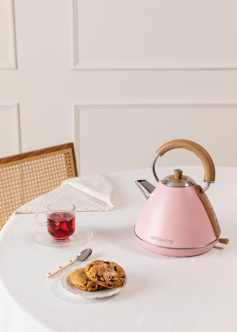 CREATE/PACK TOAST RETRO + KETTLE RETRO/Tostapane e bollitore per acqua rosa / 3 programmate di tostatura, 1,7 l…