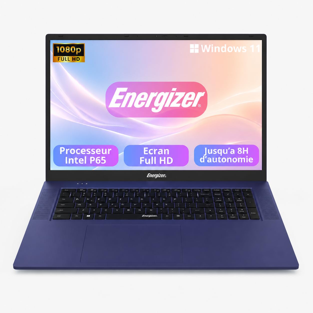 Energizer EnergyBook 15.6 Pouces Full HD PC Portable (Intel Pentium Gold 6500Y jusqu'à 3,4 GHz, RAM 4Go DDR, SSD 128Go, Intel UHD Graphics 615, Win 11 Home) – Clavier AZERTY, Bleu