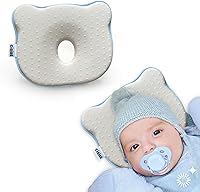 CIRIRE Memory Foam Baby Head Shaping Pillow - Prevents Flat Head Syndrome, Machine Washable, Breathable Anti-Slip for Newborns 0-6 Months (Beige)