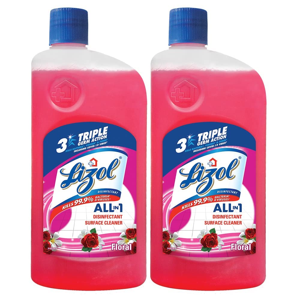 Lizol Disinfectant Surface & Floor Cleaner Liquid, Floral - 1L (Pack of 2) | Kills 99.9% Germs | India's #1 Floor Cleaner