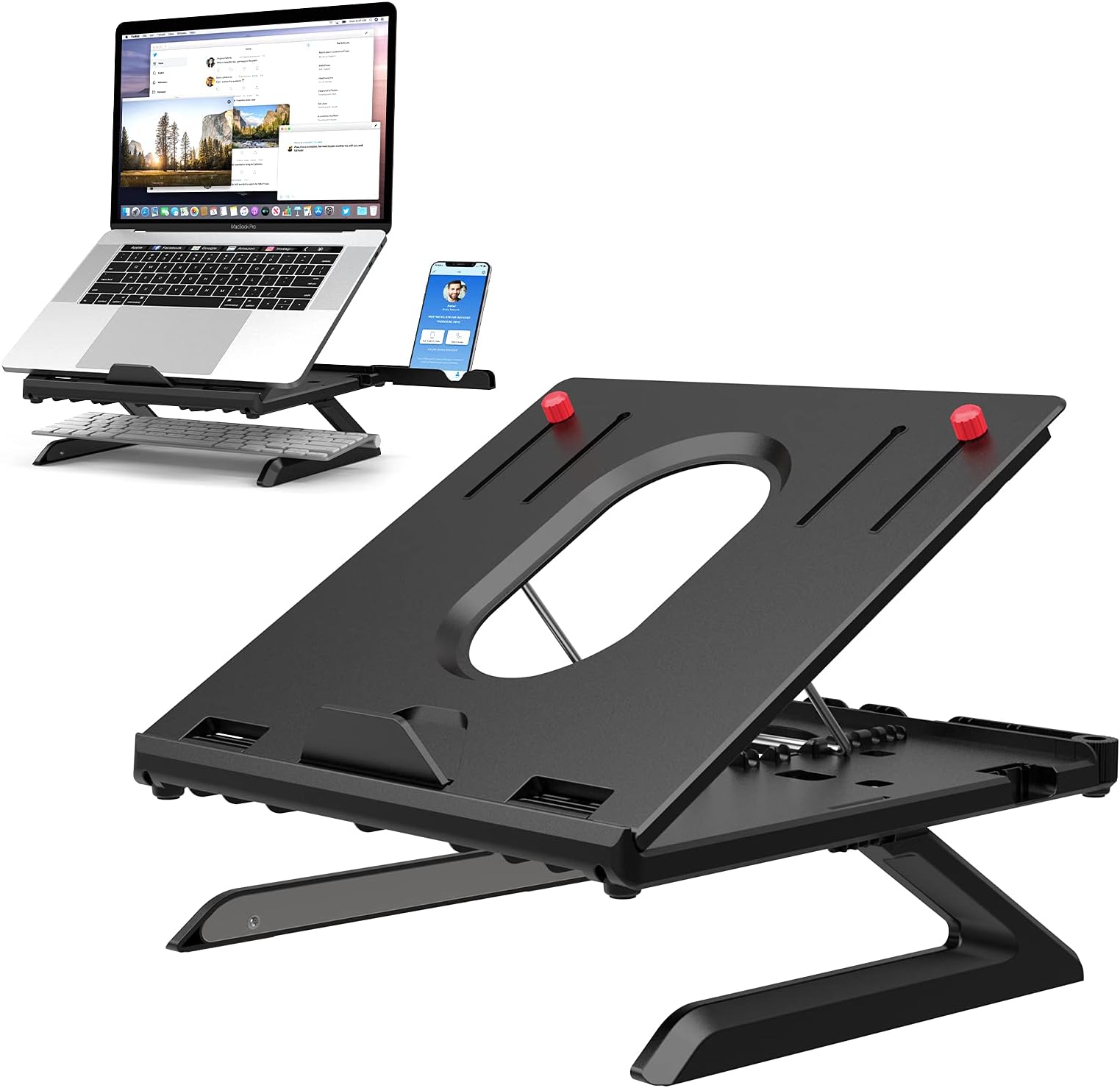 Laptop Holder Builtin Folding Legs&Phone Holder,9Adjustable Height