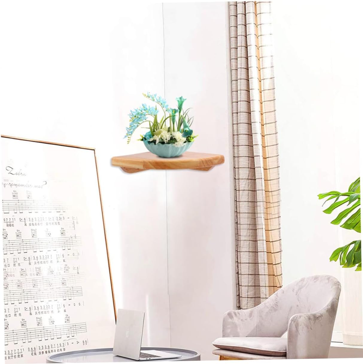 TOYANDONA Rubber Wood Floating Corner Shelf Wall-Mounted Bathroom Rack Decorative Storage for Shampoo Shower and Toilet Accessories Space-Saving Design for Spaces